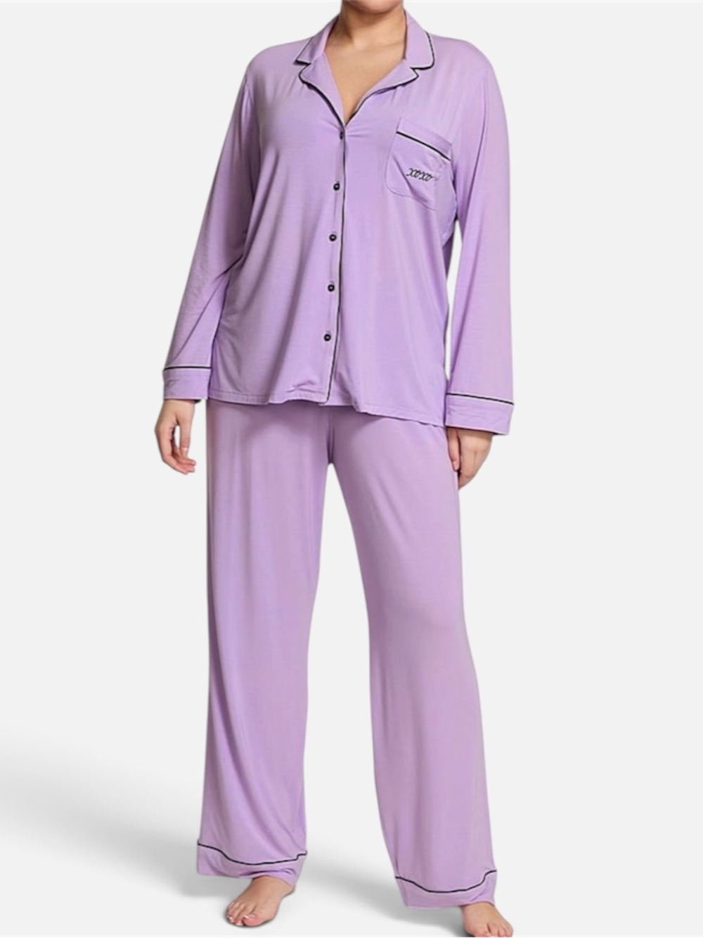 Victorias Secret Modal Pajama Set Charmed Violet Purple Soft Button Long PJs S T